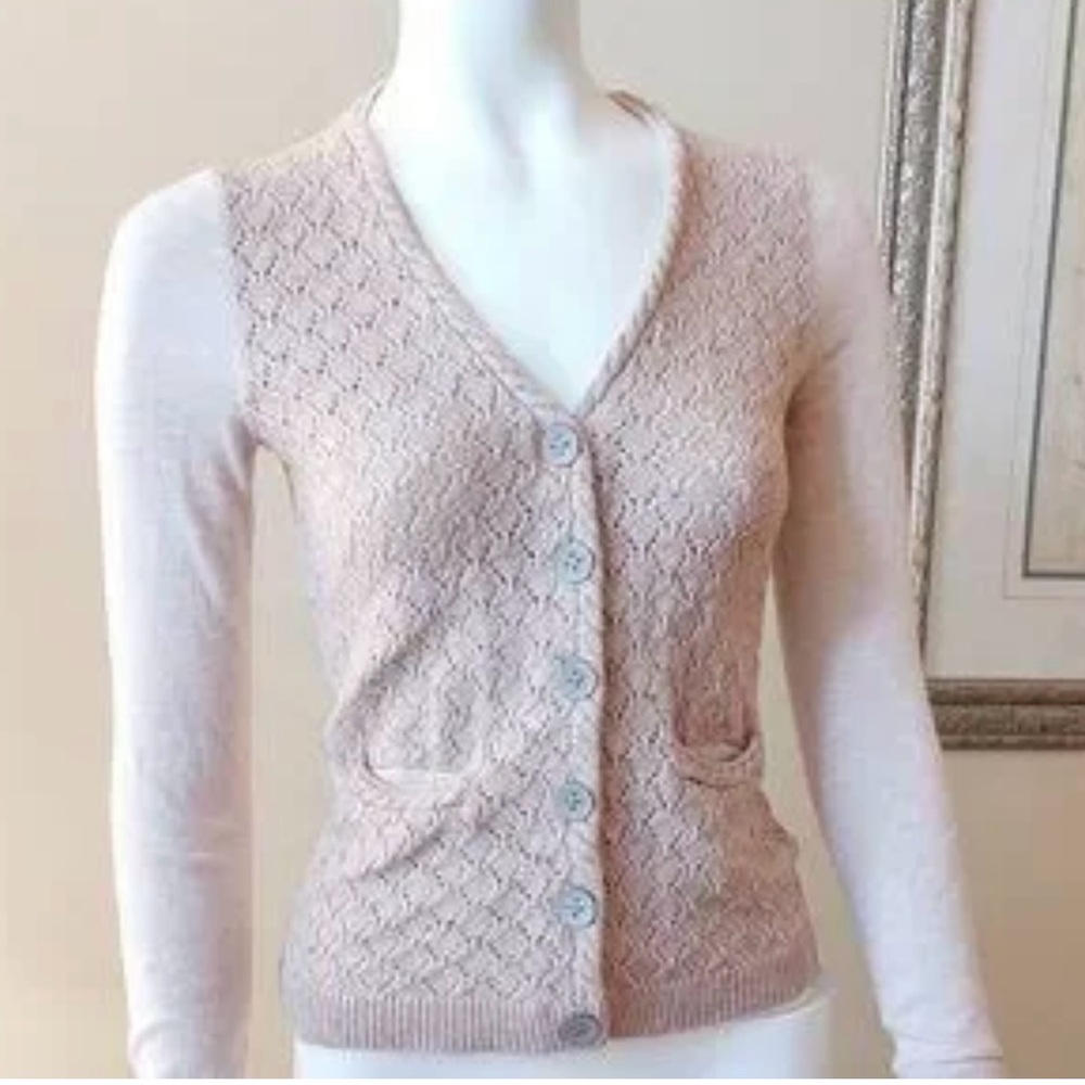 Anthropologie Elegant Pink Lace Women's Sweater